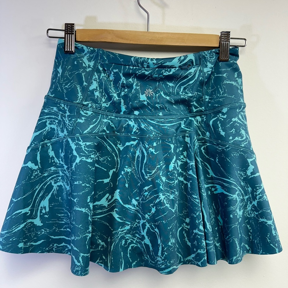 ATHLETA, Ace Printed Tennis Skort 13.5", Teal Marble, Size X-Small - Picture 2 of 11